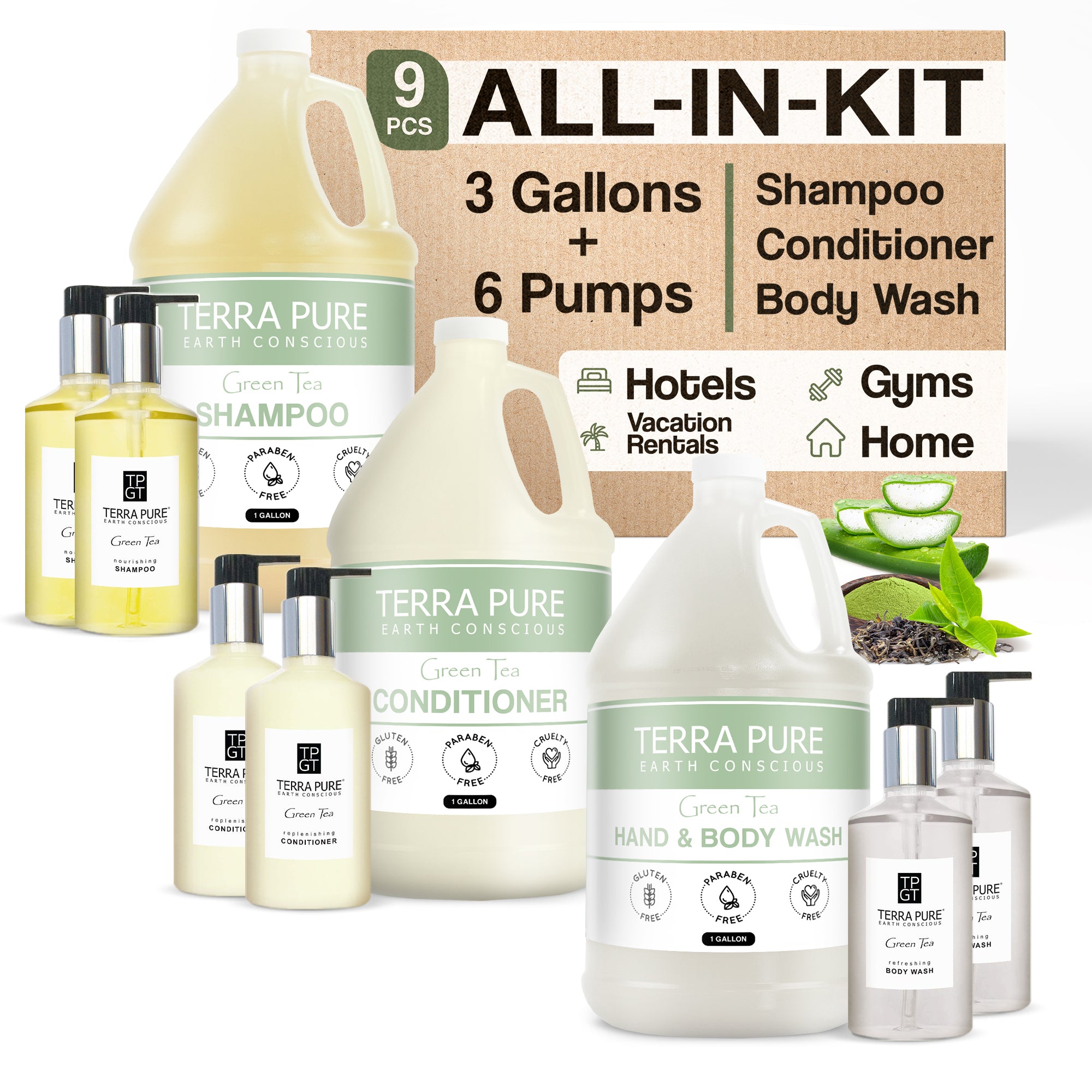 Terra Pure Gallon & Dispenser Set | 1-Shoppe All-In-Kit | Shampoo