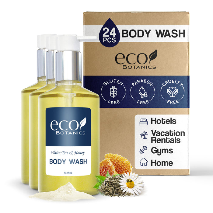 Eco Botanics Body Wash, Retail Size Hotel Amenities, 10.14 oz. (Case of 24)