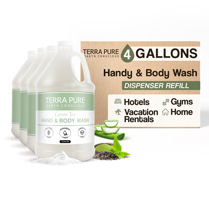 Terra Pure Hotel Body Wash / Hand Soap | Four Gallons | Designed to Refill Soap Dispensers | by Terra Pure (Set of 4)