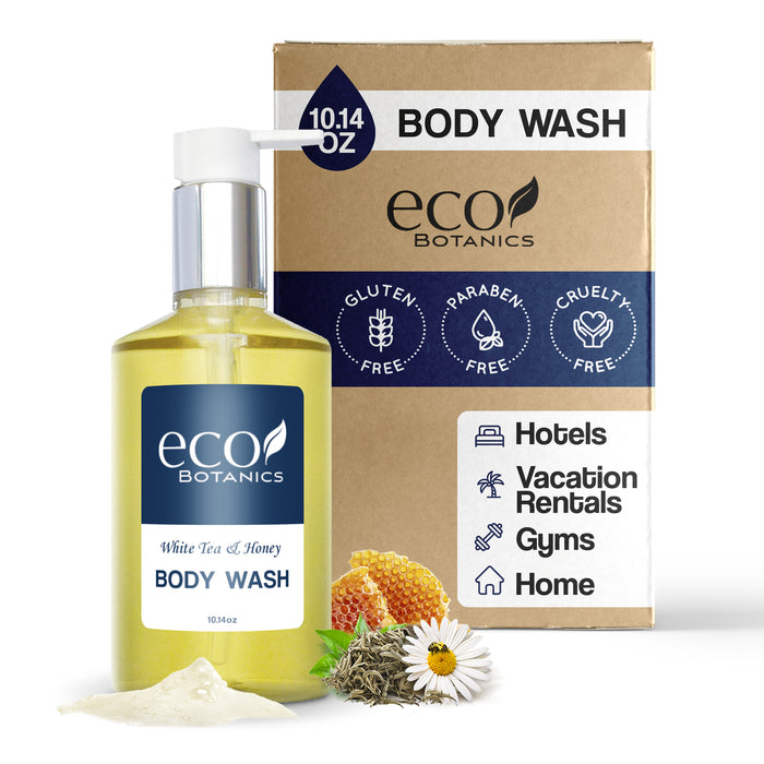 Eco Botanics Body Wash, Retail Size Hotel Amenities, 10.14 oz. (Single)