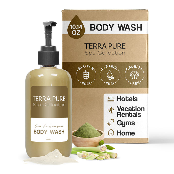 Terra Pure Body Wash | Spa Collection | Hotel Amenities in Pump Bottle | 10.14 oz. / 300 ml (Single Bottle)