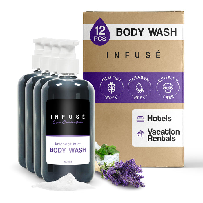 Infuse Lavender Mint Body Wash | Spa Collection | Hotel Amenities in Pump Bottle | 10.14 oz. / 300 ml (Case of 12)