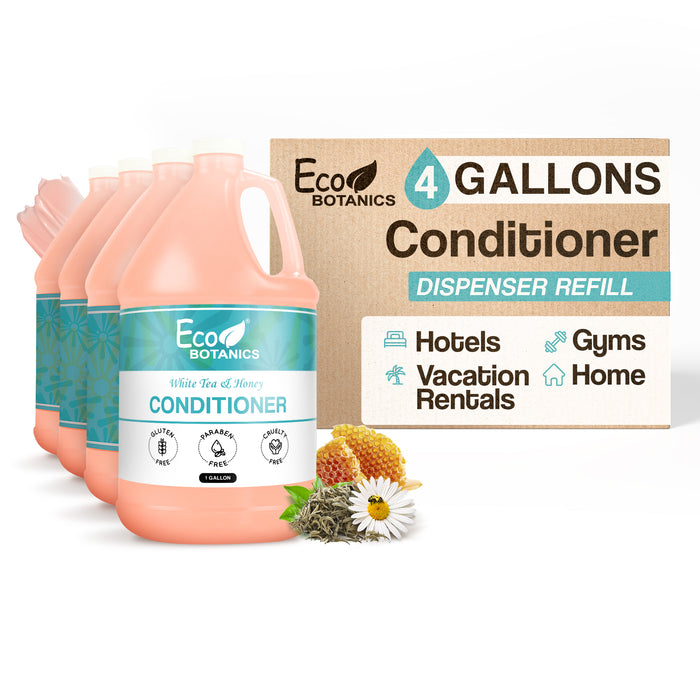 Eco Botanics Hotel Conditioner | 1 Gallon | Designed to Refill Soap Dispensers | by Terra Pure (Set of 4)