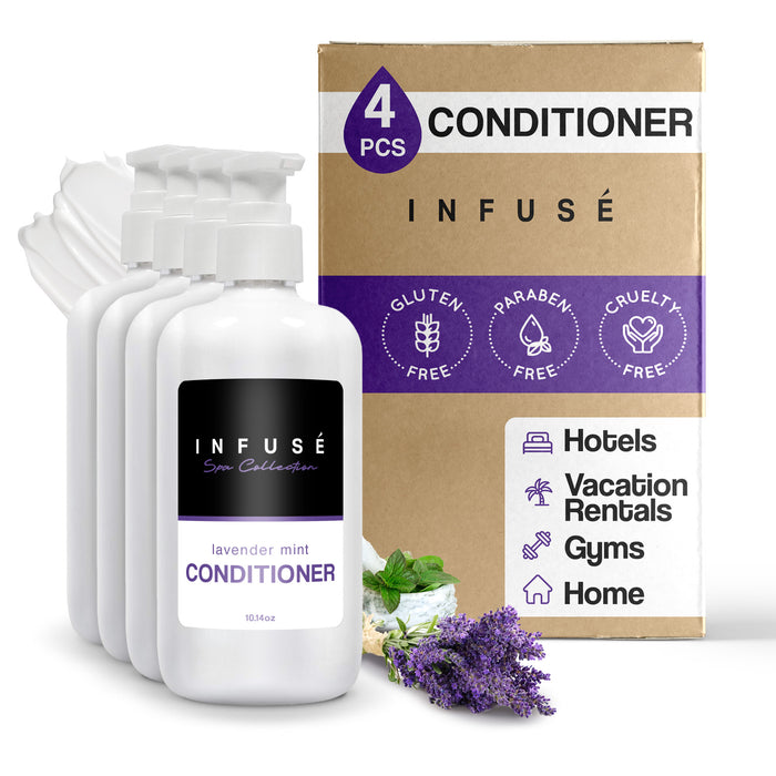 Infuse Lavender Mint Conditioner | Spa Collection | Hotel Amenities in Pump Bottle | 10.14 oz. / 300 ml (4 Bottles)