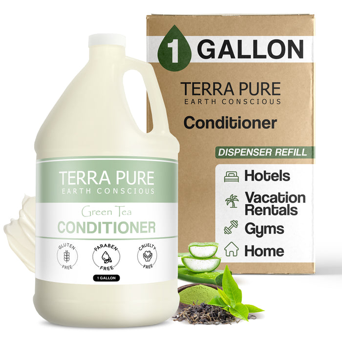 Terra Pure Green Tea Hotel Conditioner | 1 Gallon | For Hospitality & Vacation Rentals to Refill Dispensers | (Single Gallon)