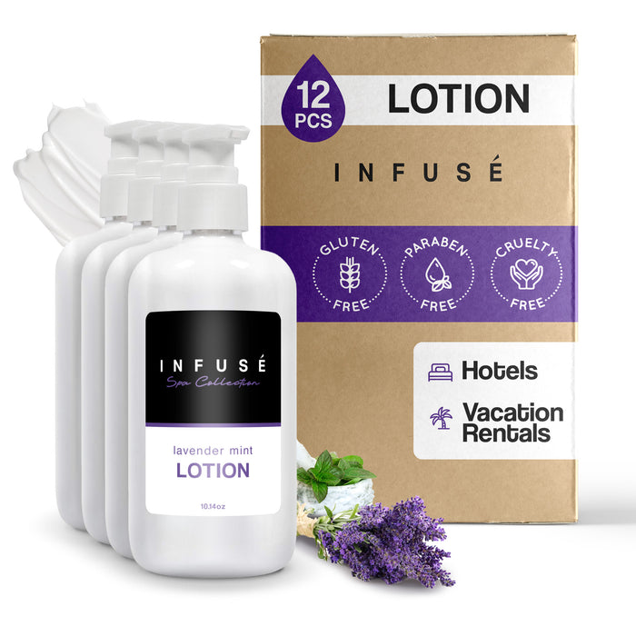 Infuse Lavender Mint Lotion | Spa Collection | Hotel Amenities in Pump Bottle | 10.14 oz. / 300 ml (Case of 12)