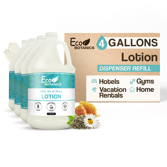 Eco Botanics Hotel Lotion | 1 Gallon | Designed to Refill Soap Dispensers | by Terra Pure (Set of 4)