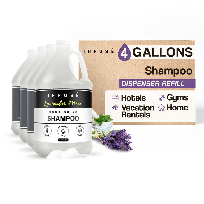 Shampoo | Infuse Lavender Mint Hotel | 1 Gallon | For Hospitality & Vacation Rentals to Refill Dispensers | (4 Gallons)