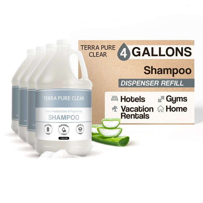 Terra Pure 1-Shoppe Clear Color and Fragrance Free Gallon Size Shampoo | 4 Gallons