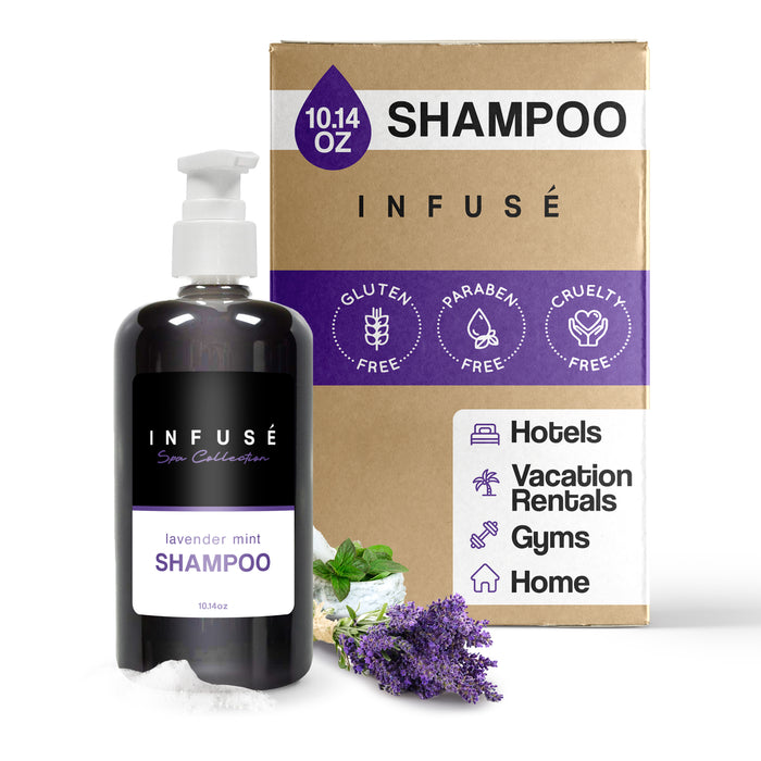 Infuse Lavender Mint Shampoo | Spa Collection | Hotel Amenities in Pump Bottle | 10.14 oz. / 300 ml (Single Bottle))