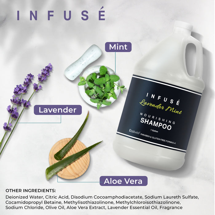 Shampoo | Infuse Lavender Mint Hotel | 1 Gallon | For Hospitality & Vacation Rentals to Refill Dispensers | (Single Gallon)