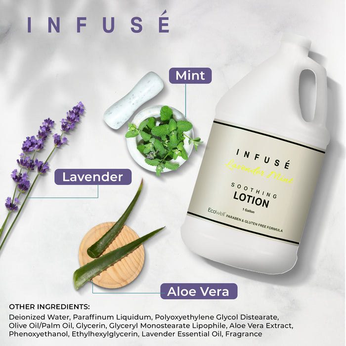 Lotion | Infuse Lavender Mint Hotel | 1 Gallon | For Hospitality & Vacation Rentals to Refill Dispensers | (Single Gallon)