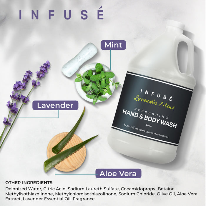 Hand/Body Wash | Infuse Lavender Mint Hotel | 1 Gallon | For Hospitality & Vacation Rentals to Refill Dispensers | (Single Gallon)