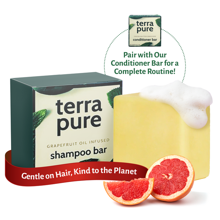 Terra Pure Shampoo Bar | Oil Infused by 1-Shoppe | Plastic Free, Soap Free, Vegan, Plant Based, Sustainable, Eco-Friendly, & Zero Waste