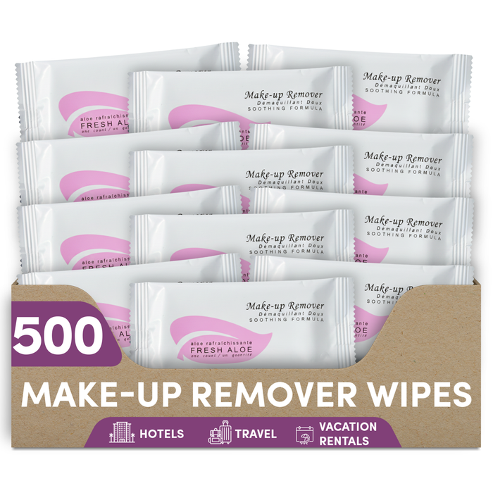 Fresh Aloe Makeup Remover Wipe for Hotel, AirBnB, VRBO, Vacation Rental (Case of 500)