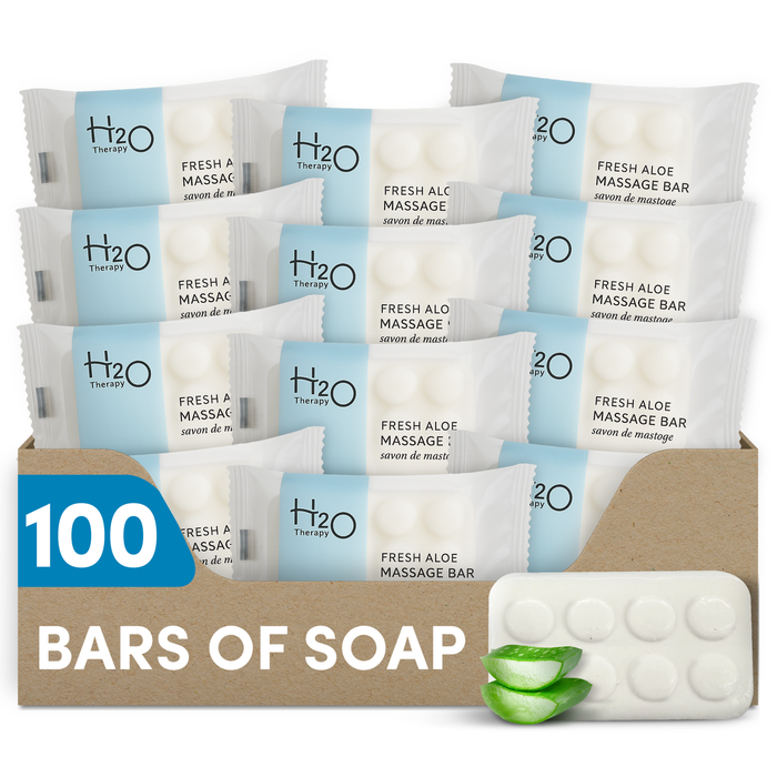 H2O Massage Bar Soap, Travel Size Hotel Amenities, 1 oz (Case of 100)