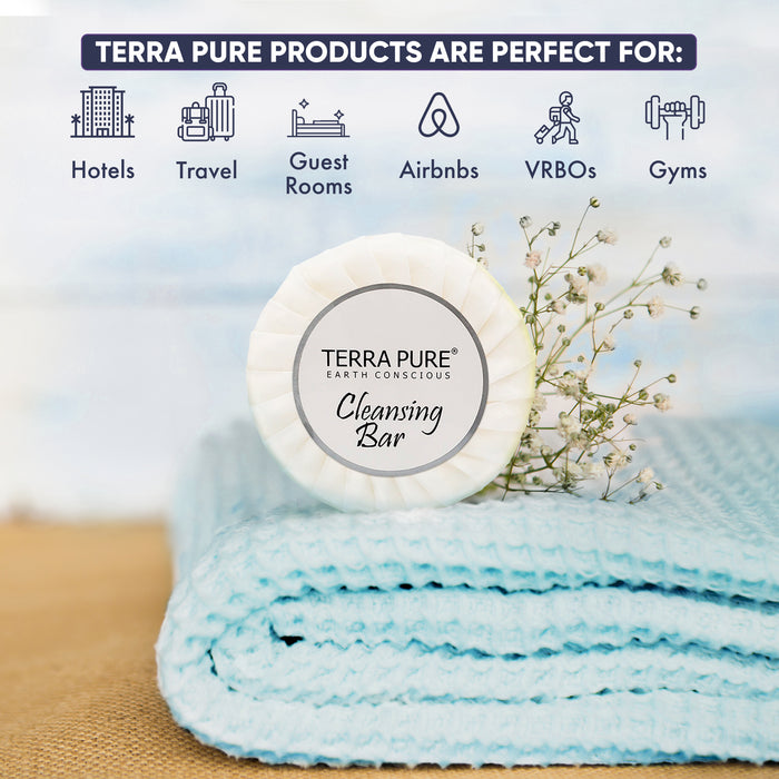Terra Pure White Tea and Coconut Hotel Soap | Travel Size Toiletries Bulk Set for Airbnb Essentials | 1.25oz Bar Soap | 100 Pieces