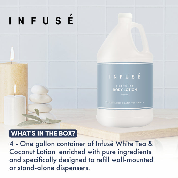 Infuse Hotel Lotion | 1 Gallon | Designed to Refill Soap Dispensers | by Terra Pure (Set of 4)