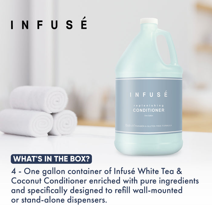 Infuse Hotel Conditioner | 1 Gallon | Designed to Refill Soap Dispensers | by Terra Pure (Set of 4)