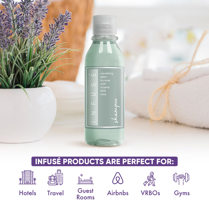 Infuse Lavender Mint Shampoo | Made in the USA | Hotel Size Toiletries Bulk | Travel-Size Hotel 1.25 oz (Case of 240)
