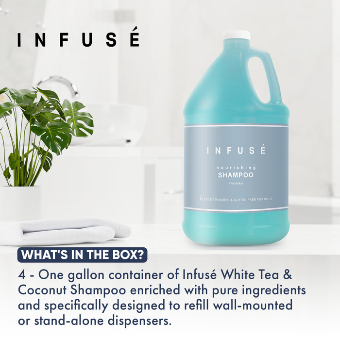 Terra Pure Infuse Hotel Shampoo | 1 Gallon | Designed to Refill Soap Dispensers (Set of 4)