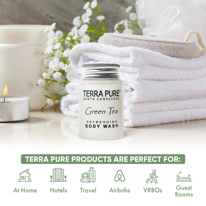 Terra Pure Green Tea Body Wash, 1 oz. In Jam Jar With Organic Honey And Aloe Vera (Case of 300)