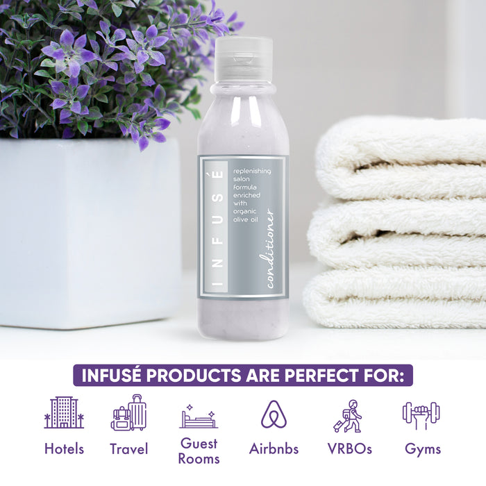 Infuse Lavender Mint Conditioner | Made in the USA | Hotel Size Toiletries Bulk | Travel-Size 1.25 oz (Case of 240)