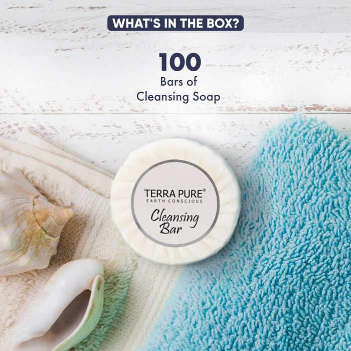 Terra Pure White Tea and Coconut Hotel Soap | Travel Size Toiletries Bulk Set for Airbnb Essentials | 1.25oz Bar Soap | 100 Pieces