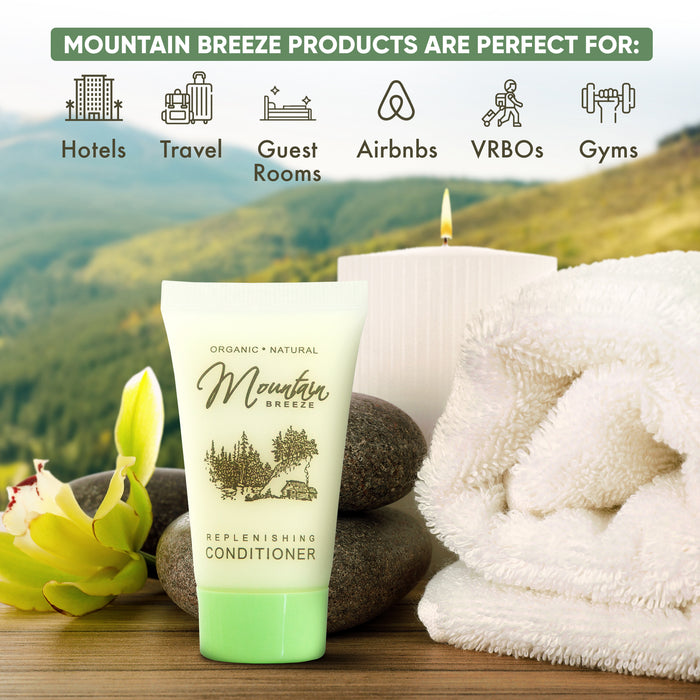 Mountain Breeze Conditioner, Hotel Toiletries Bulk,1 oz., Travel Size Conditioner, Amenities for Guest Hospitality, Motel, AirBnB, Gym, Luxury (Case of 300)
