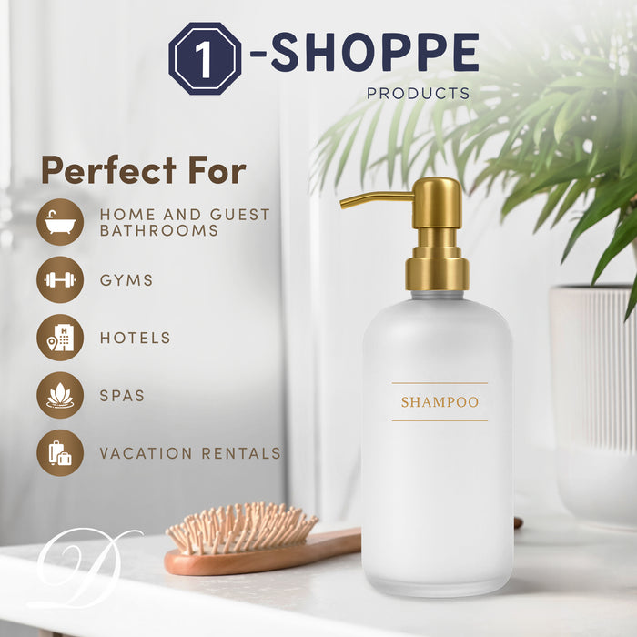 Clear Glass Shampoo Bottle | 16 oz Refillable Wall Mount Liquid Soap Dispenser with Waterproof Label for every Bathroom | Single Product by Diversified Hospitality Solutions