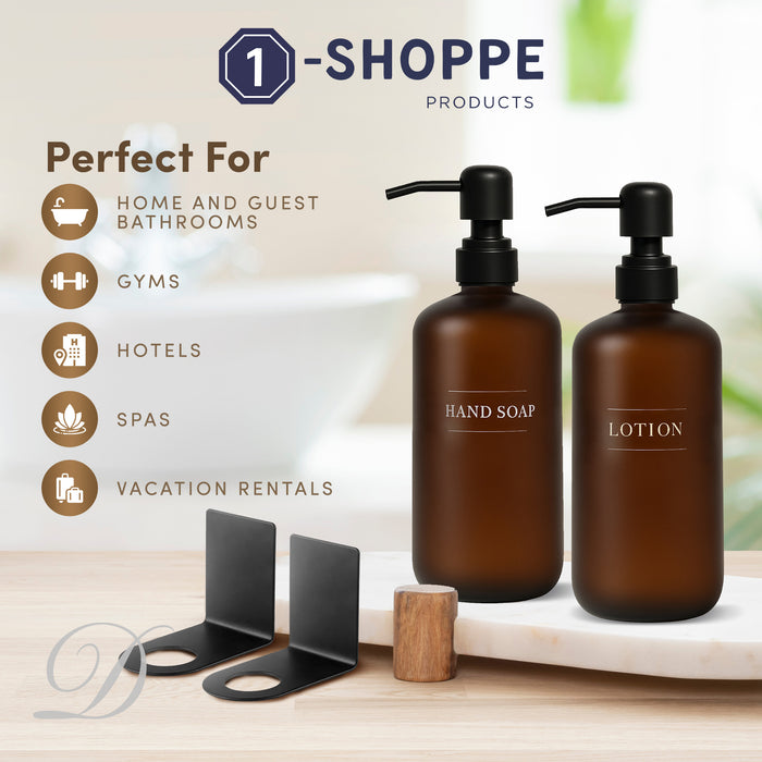 Diversified Hospitality Solutions Amber Plastic Bottle | Refillable Wall Mount Liquid Soap Dispenser | 16 oz Hand Soap and Lotion for Every Bathroom | 2 Bottles