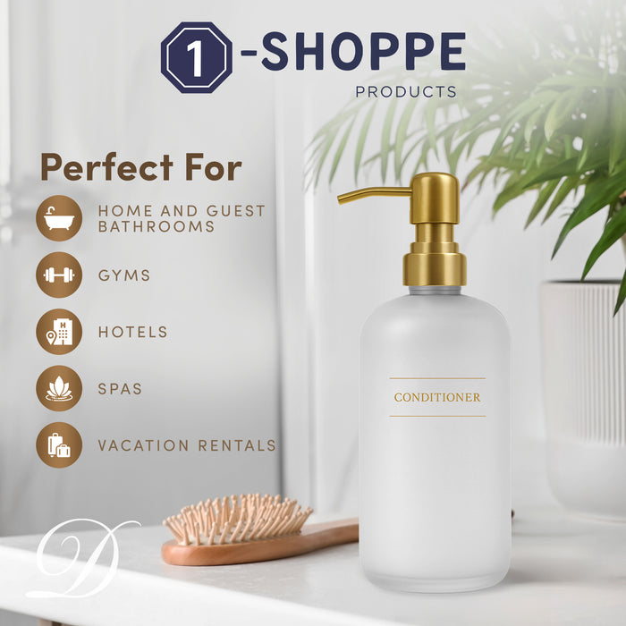 Clear Glass Conditioner Bottle | 16 oz Refillable Wall Mount Liquid Soap Dispenser with Waterproof Label for every Bathroom | Single Product by Diversified Hospitality Solutions