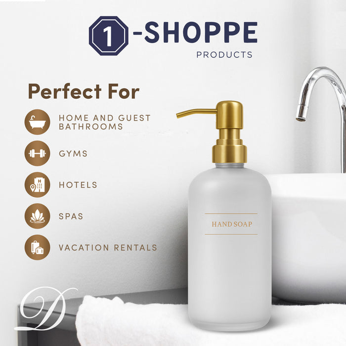 Clear Glass Handsoap Bottle | 16 oz Refillable Wall Mount Liquid Soap Dispenser with Waterproof Label for every Bathroom | Single Product by Diversified Hospitality Solutions