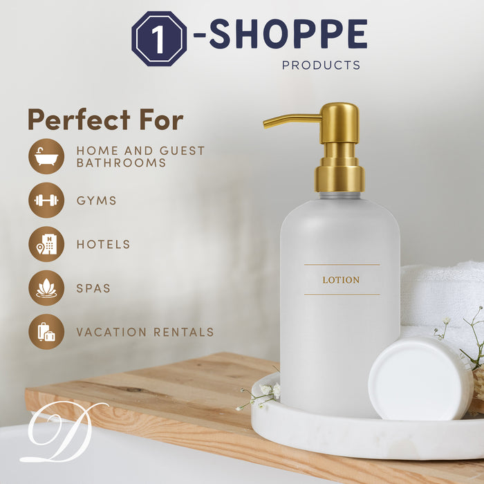 Clear Glass Lotion Bottle | 16 oz Refillable Wall Mount Liquid Soap Dispenser with Waterproof Label for every Bathroom | Single Product by Diversified Hospitality Solutions
