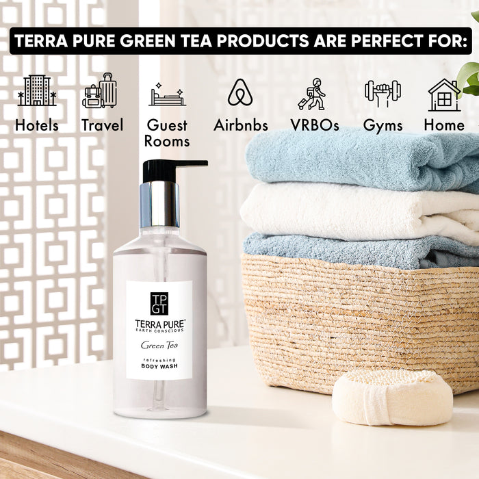 Terra Pure Green Tea Body Wash, 10.14 oz. With Organic Honey And Aloe Vera (Case of 24)