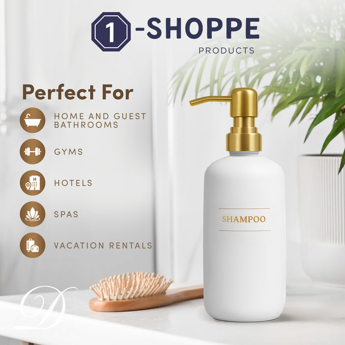 White Glass Shampoo Bottle | 16 oz Refillable Wall Mount Liquid Soap Dispenser with Waterproof Label for every Bathroom | Single Product by Diversified Hospitality Solutions