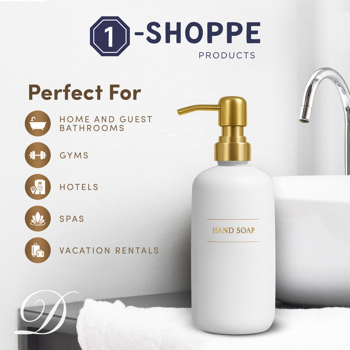 White Glass Handsoap Bottle | 16 oz Refillable Wall Mount Liquid Soap Dispenser with Waterproof Label for every Bathroom | Single Product by Diversified Hospitality Solutions