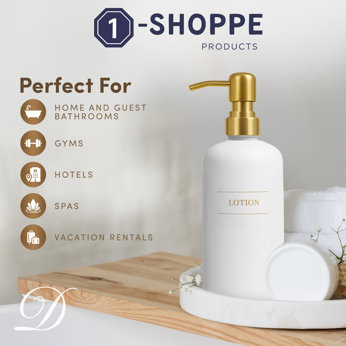 White Glass Lotion Bottle | 16 oz Refillable Wall Mount Liquid Soap Dispenser with Waterproof Label for every Bathroom | Single Product by Diversified Hospitality Solutions