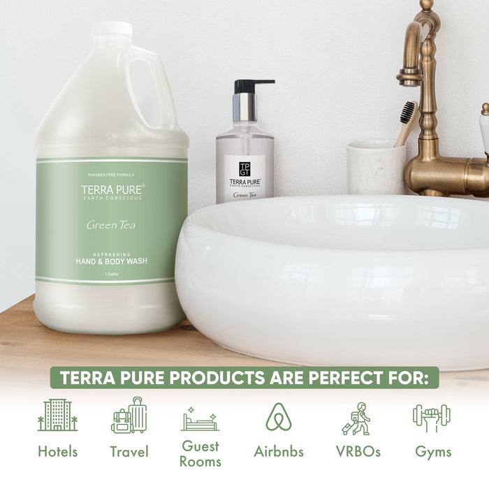 Terra Pure Hotel Body Wash / Hand Soap | Four Gallons | Designed to Refill Soap Dispensers | by Terra Pure (Set of 4)