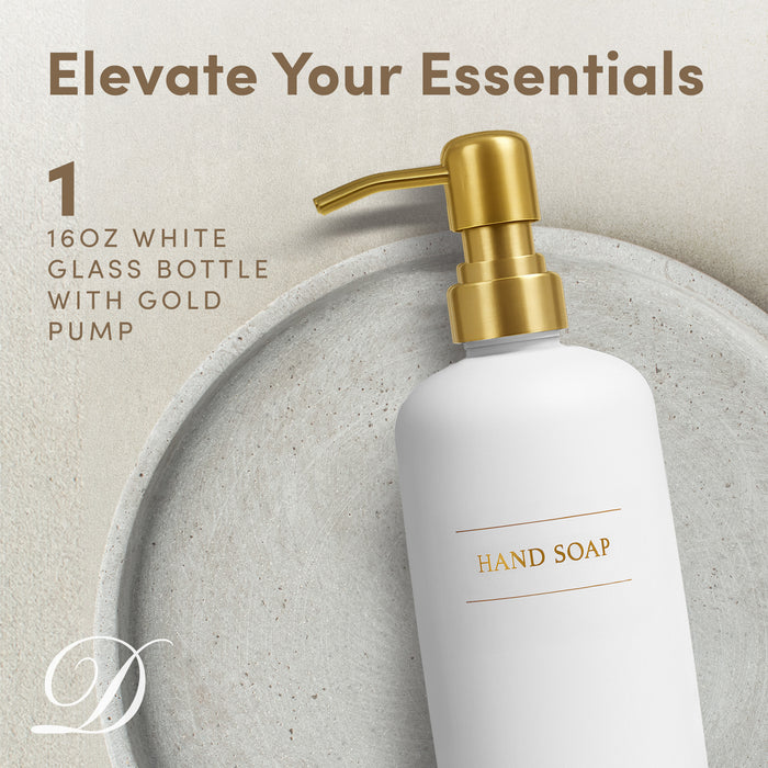 White Glass Handsoap Bottle | 16 oz Refillable Wall Mount Liquid Soap Dispenser with Waterproof Label for every Bathroom | Single Product by Diversified Hospitality Solutions