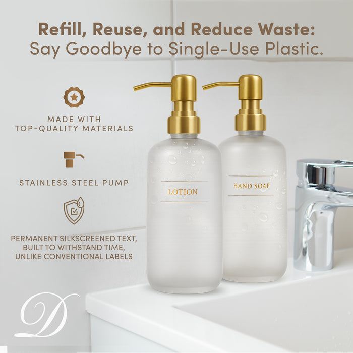 Diversified Hospitality Solutions Clear Plastic Bottle | Refillable Wall Mount Liquid Soap Dispenser with No Drill Brackets | 16 oz Hand Soap and Lotion for every Bathroom | Two Bottles