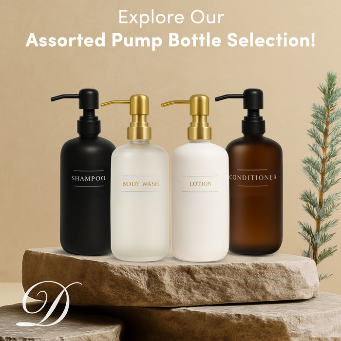 White Glass Body Wash Bottle | 16 oz Refillable Wall Mount Liquid Soap Dispenser with Waterproof Label for every Bathroom | Single Product by Diversified Hospitality Solutions