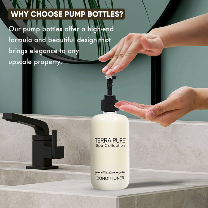 Terra Pure Conditioner | Spa Collection | Hotel Amenities in Pump Bottle | 10.14 oz. / 300 ml (4 Bottles)