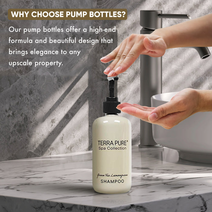 Terra Pure Shampoo | Spa Collection | Hotel Amenities in Pump Bottle | 10.14 oz. / 300 ml (Case of 12)