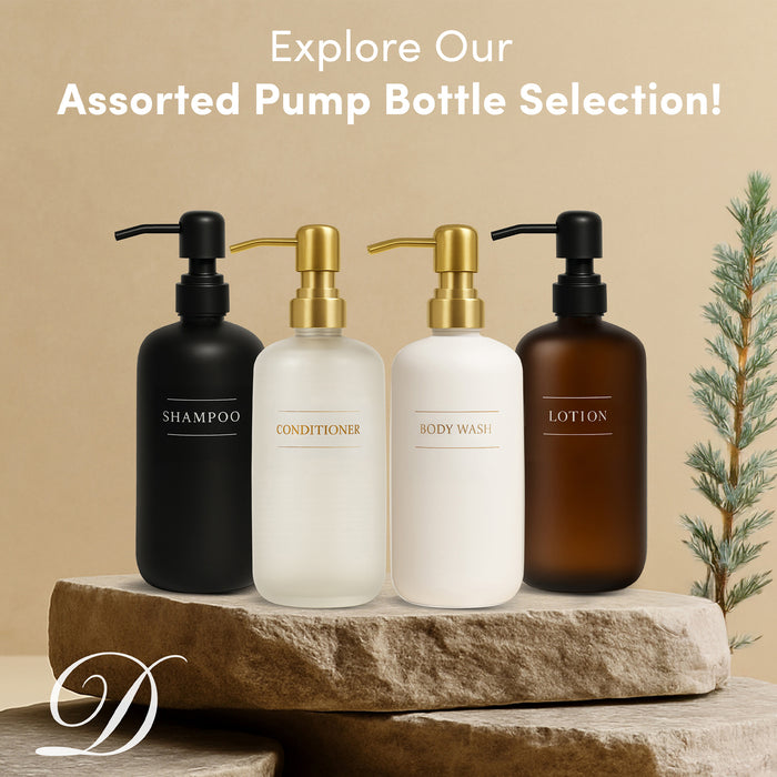 Diversified Hospitality Solutions Black Plastic Bottle | Refillable Wall Mount Liquid Soap Dispenser with No Drill Brackets | 16 oz Hand Soap and Lotion for Every Bathroom | Two Bottles