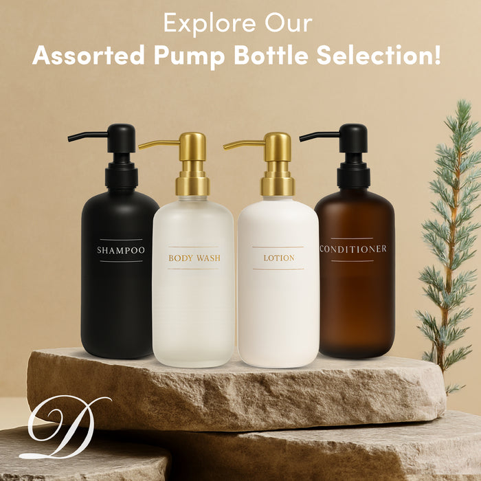 White Glass Lotion Bottle | 16 oz Refillable Wall Mount Liquid Soap Dispenser with Waterproof Label for every Bathroom | Single Product by Diversified Hospitality Solutions