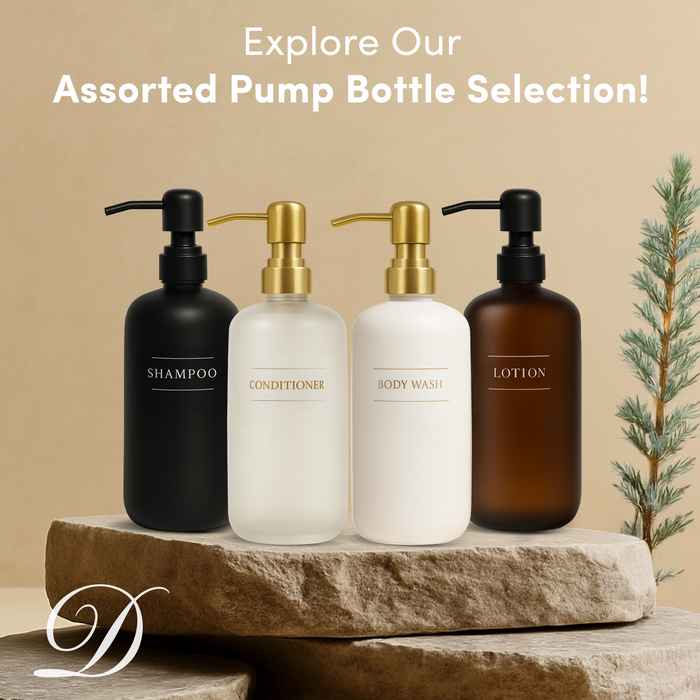 Amber Glass Shampoo Bottle | 16 oz Refillable Wall Mount Liquid Soap Dispenser with Waterproof Label for every Bathroom | Single Product by Diversified Hospitality Solutions