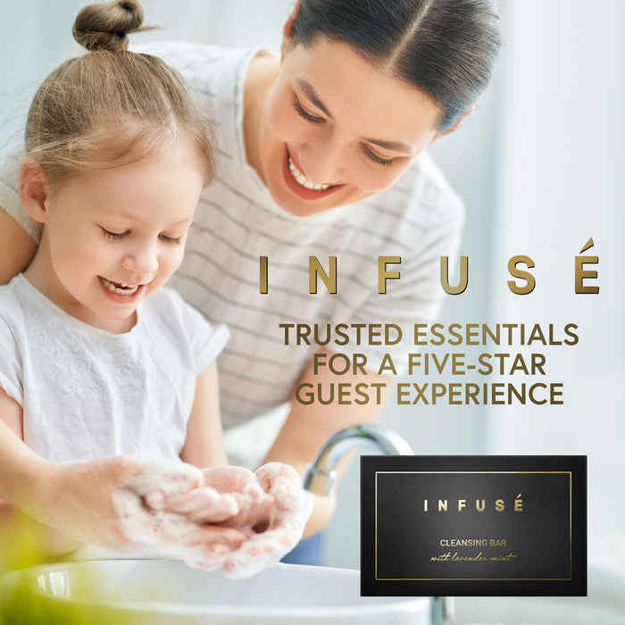 Infuse Black Hotel Toiletries Bulk, Amenities for Guest Hospitality, Motel, AirBnB, Gym, Luxury, Airport | Hotel Soap | Travel Size Toiletries Bulk Set for Airbnb Essentials | 20 gram  Cleansing Bar Soap | 400 Pieces