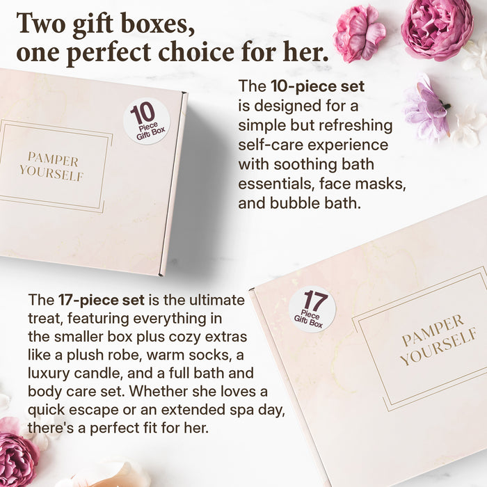 17-Piece Luxury Gift Set with Robe | Complete INFUSÉ White Tea & Coconut Bath Collection | Self-Care Kit with Bath Bombs, Face Masks & Hair Care